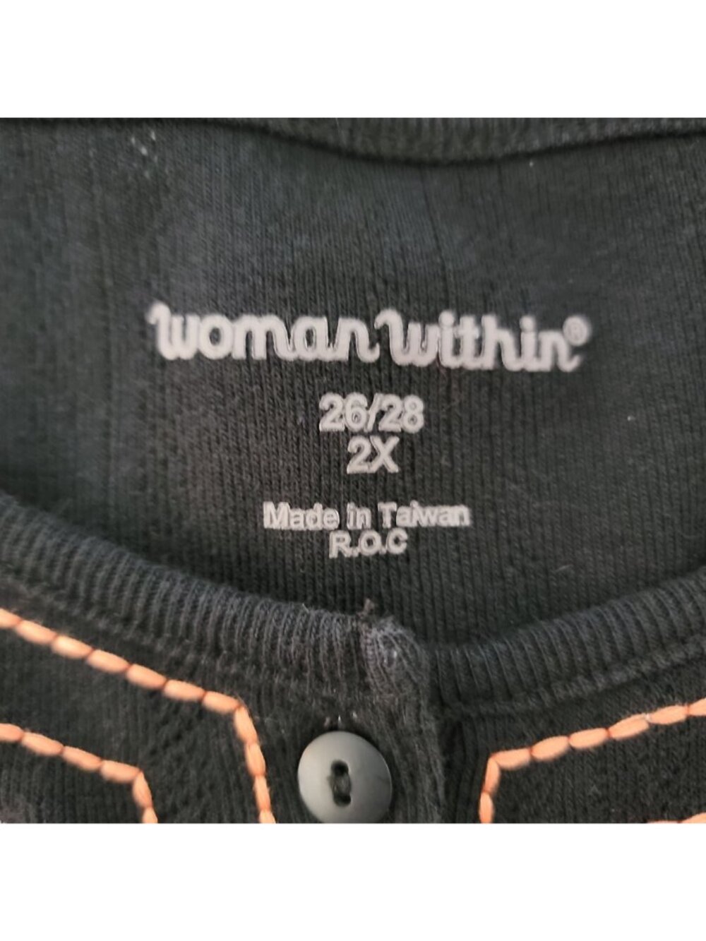 Woman Within Short Sleeve Pullover Top Womens Sz 2X Embroidered Trim Black - Picture 3 of 11